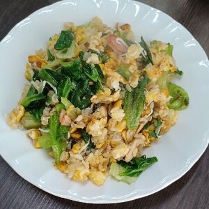 青菜の簡単卵炒飯